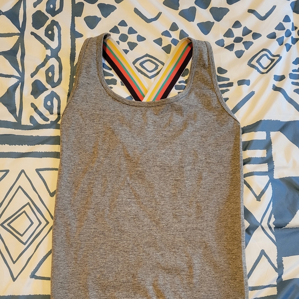 Rainbow Striped Grey Body Suit